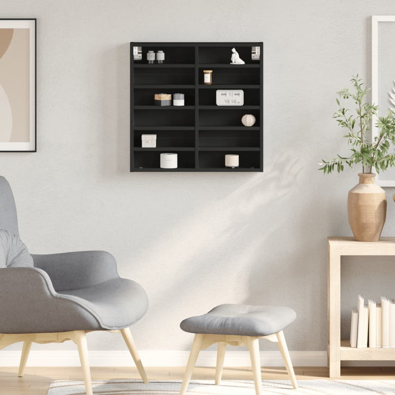vidaXL fekete szerelt fa vitrinszekrény 60 x 8,5 x 58 cm
