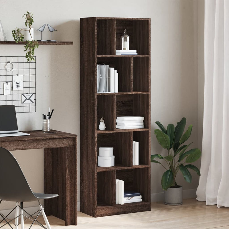 vidaXL barna tölgy színű szerelt fa könyvszekrény 57 x 28,5 x 174 cm