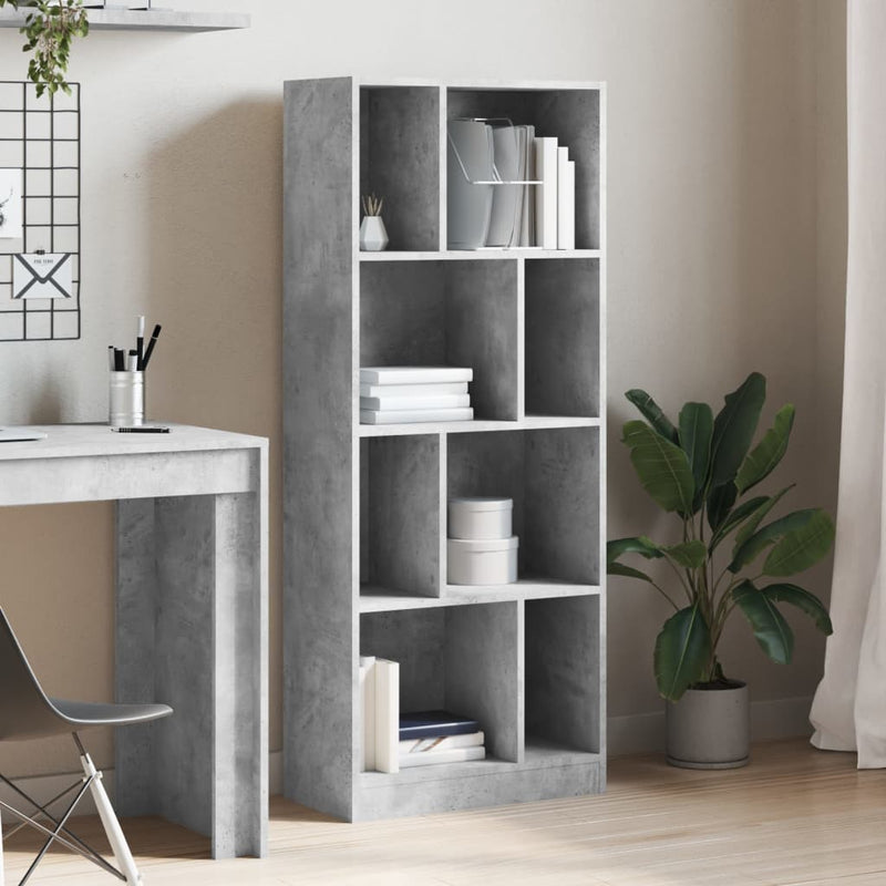 vidaXL betonszürke szerelt fa könyvespolc 57 x 28,5 x 141 cm