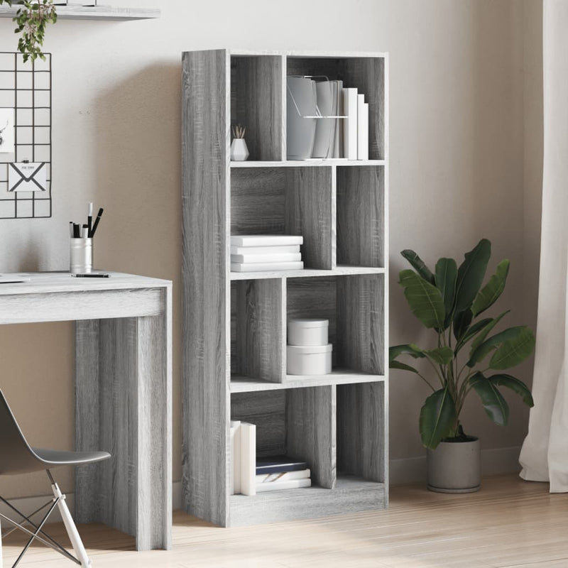 vidaXL szürke sonoma színű szerelt fa könyvespolc 57 x 28,5 x 141 cm
