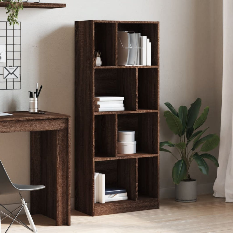 vidaXL barna tölgy színű szerelt fa könyvszekrény 57 x 28,5 x 141 cm