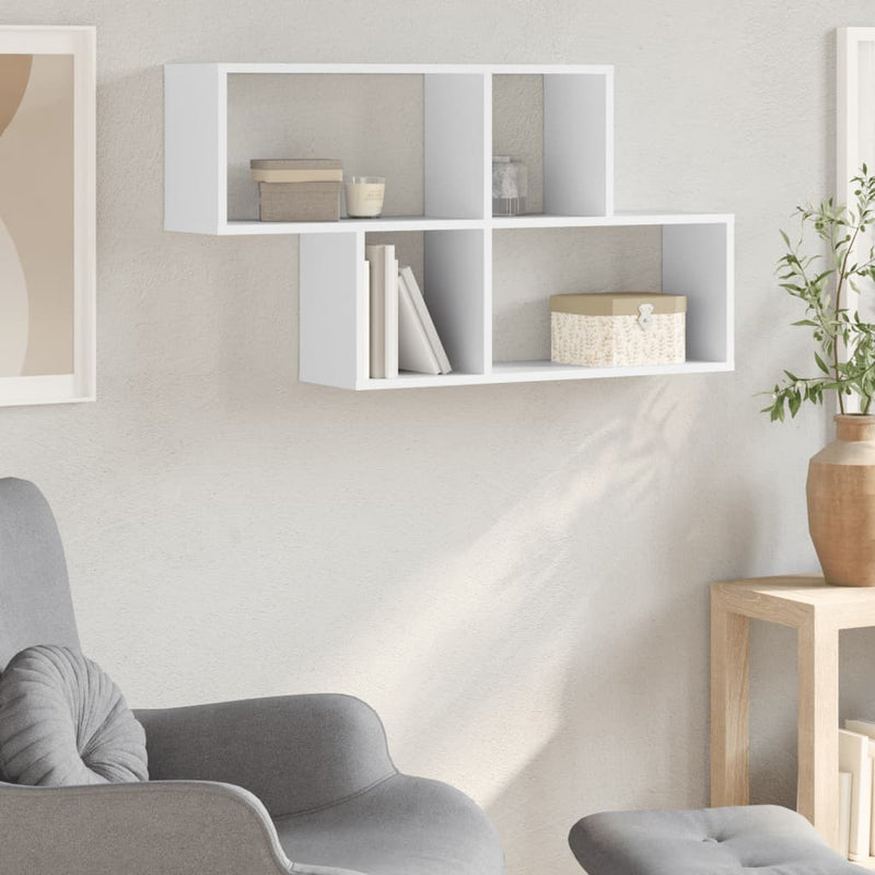 vidaXL fehér szerelt fa fali polc 100 x 20 x 53 cm