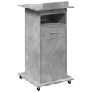 vidaXL betonszürke szerelt fa állópult kerékkel és fiókkal 55x55x107cm