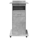 vidaXL betonszürke szerelt fa állópult kerékkel és fiókkal 55x55x107cm