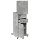 vidaXL betonszürke szerelt fa állópult kerékkel és fiókkal 55x55x107cm