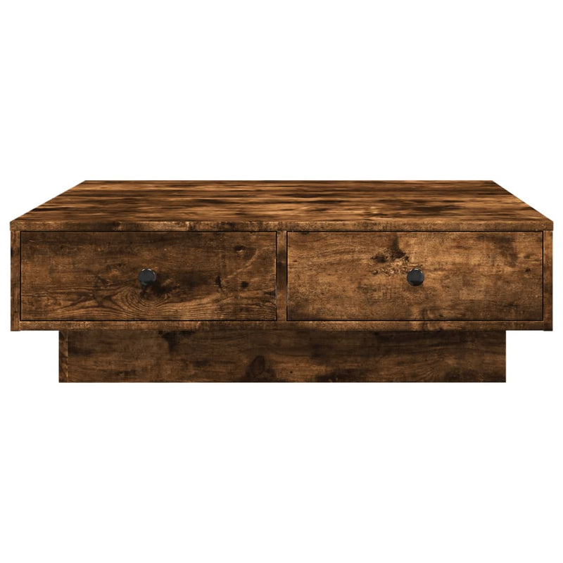vidaXL füstös tölgy színű szerelt fa dohányzóasztal 90x90x28 cm