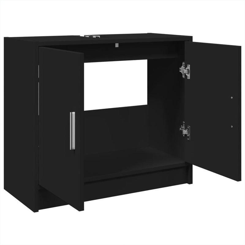 vidaXL fekete szerelt fa mosdószekrény 63 x 29 x 55 cm