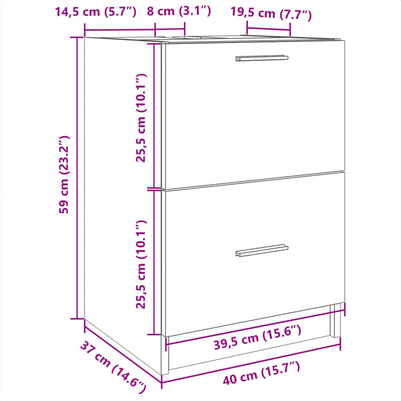 vidaXL fekete szerelt fa mosdószekrény 40 x 37 x 59 cm