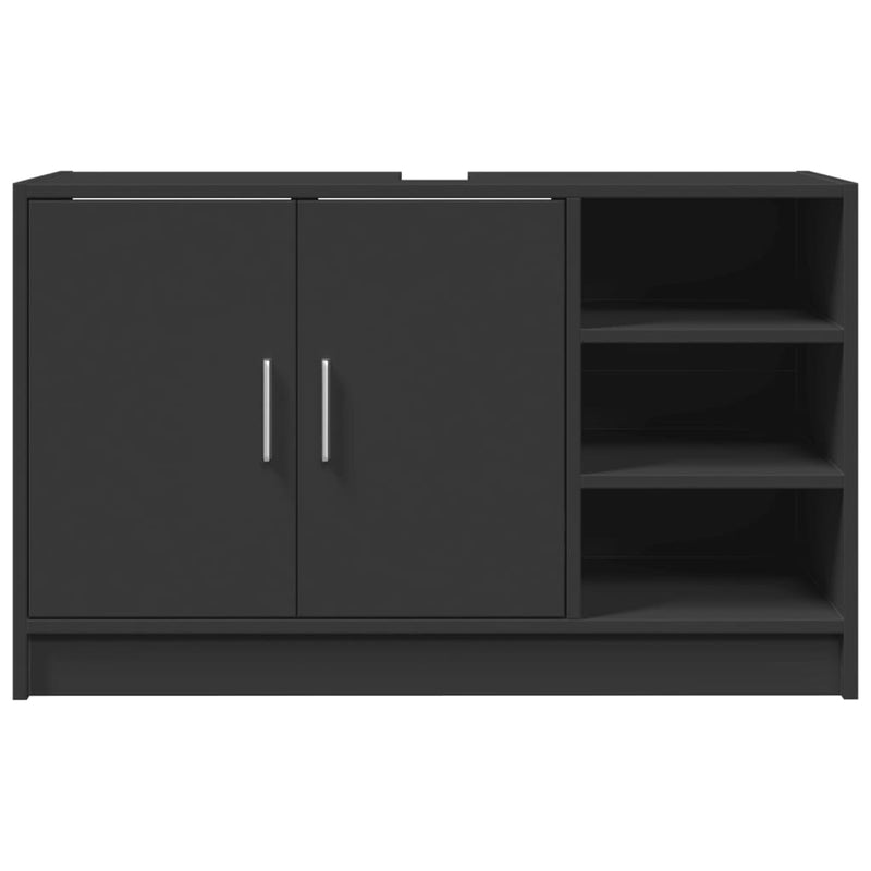 vidaXL fekete szerelt fa mosdószekrény 90 x 29 x 55 cm