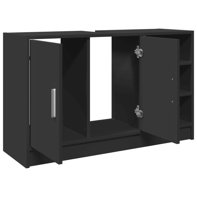 vidaXL fekete szerelt fa mosdószekrény 90 x 29 x 55 cm