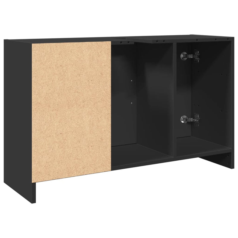 vidaXL fekete szerelt fa mosdószekrény 90 x 29 x 55 cm