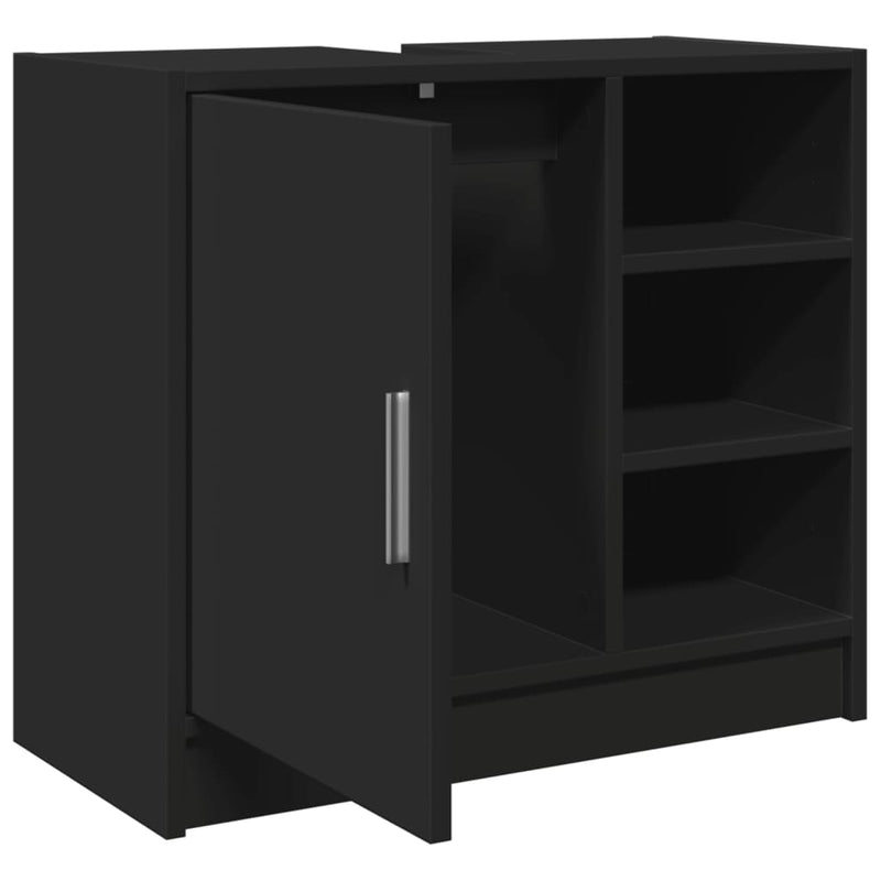 vidaXL fekete szerelt fa mosdószekrény 63 x 29 x 55 cm