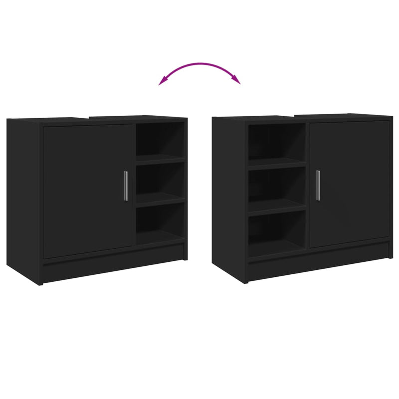 vidaXL fekete szerelt fa mosdószekrény 63 x 29 x 55 cm