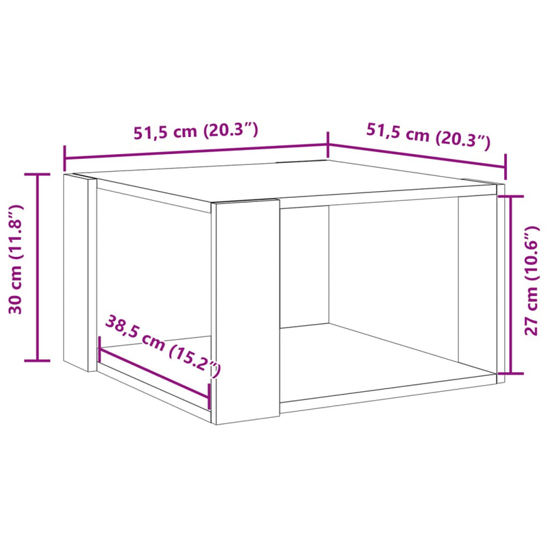 vidaXL betonszürke szerelt fa dohányzóasztal 51,5 x 51,5 x 30 cm