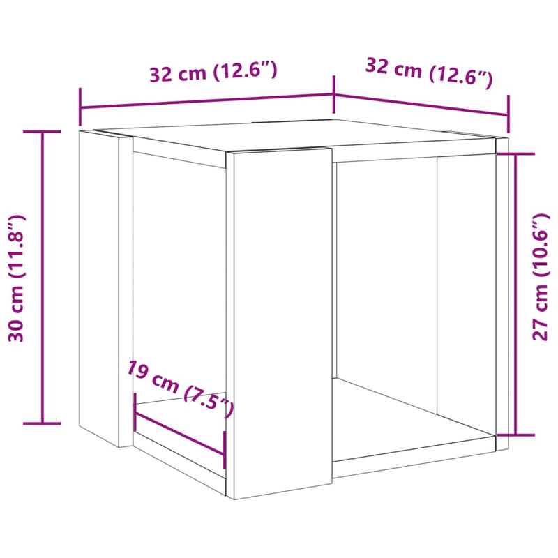 vidaXL fekete szerelt fa dohányzóasztal 32 x 32 x 30 cm