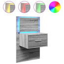 vidaXL szürke sonoma színű fali éjjeliszekrény LED-világítással