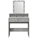 vidaXL betonszürke fésülködőasztal LED-del 80 x 41 x 144,5 cm