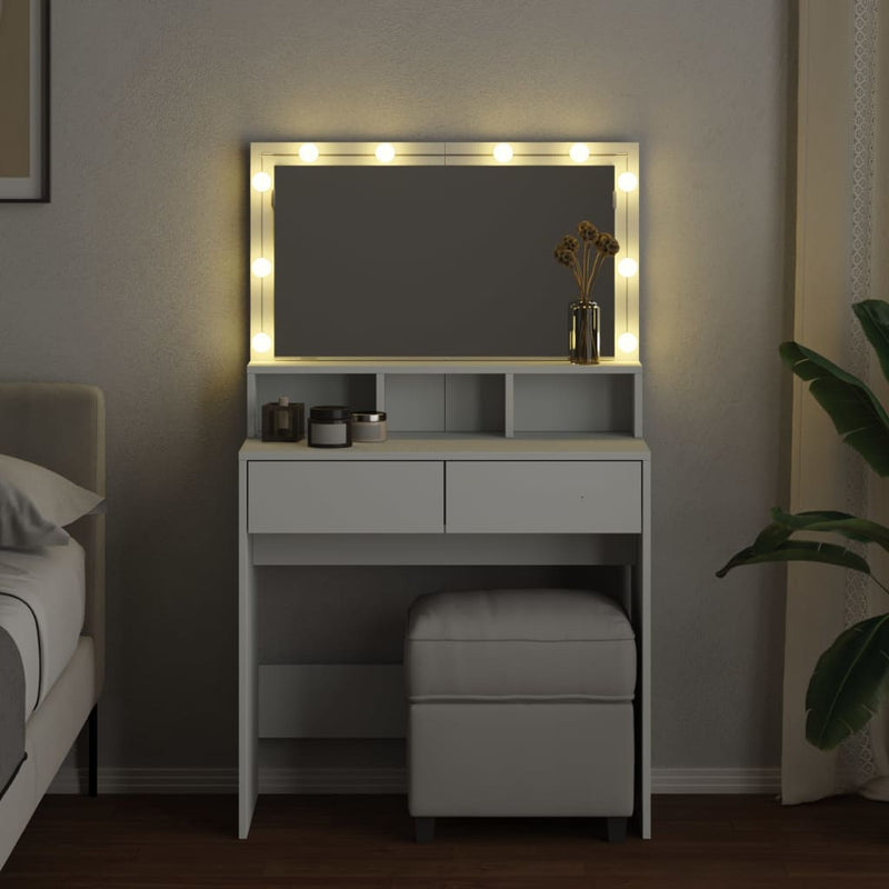 vidaXL fehér fésülködőasztal LED-del 80 x 41 x 134,5 cm