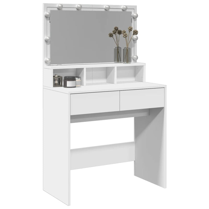 vidaXL fehér fésülködőasztal LED-del 80 x 41 x 134,5 cm