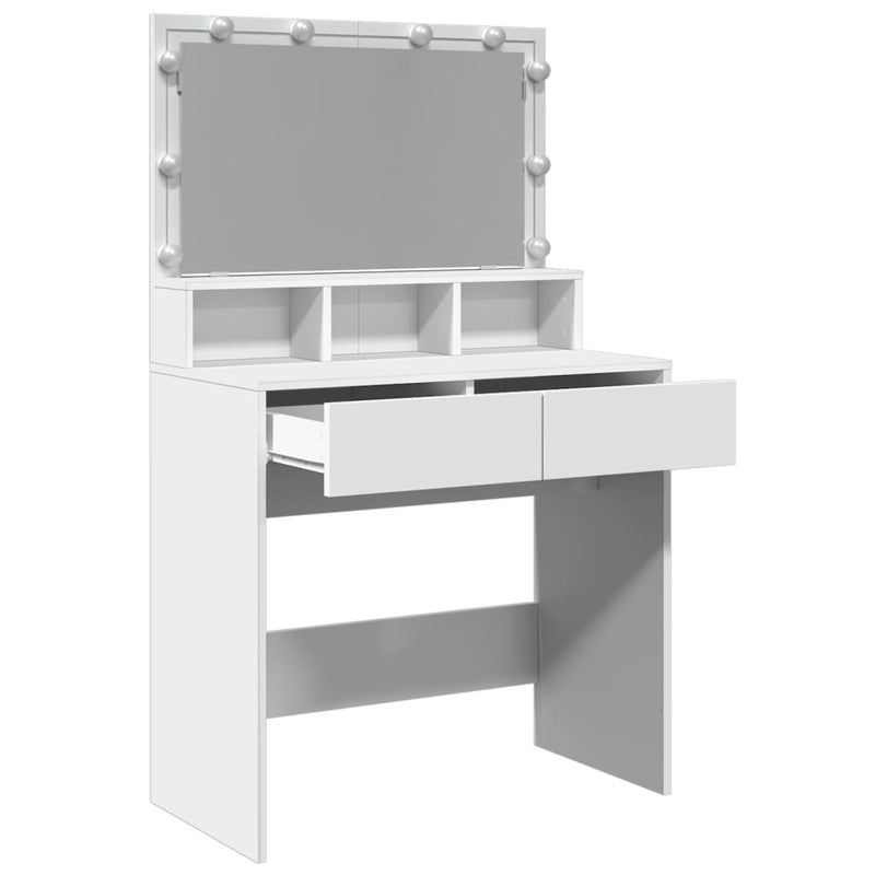 vidaXL fehér fésülködőasztal LED-del 80 x 41 x 134,5 cm