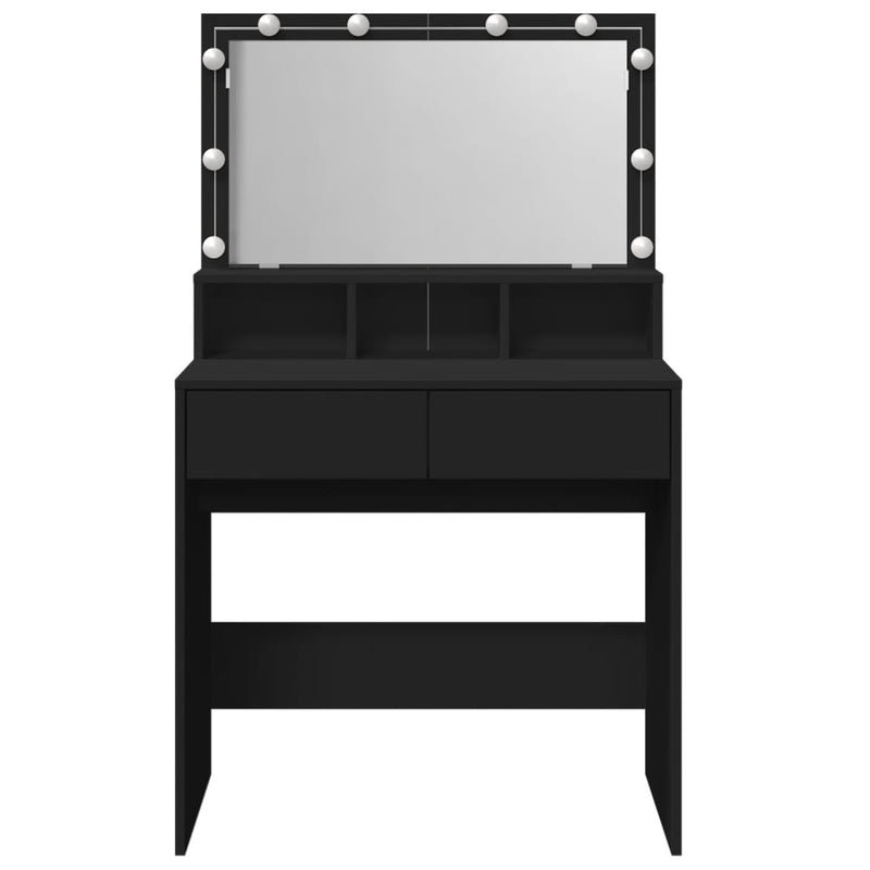 vidaXL fekete fésülködőasztal LED-del 80 x 41 x 134,5 cm