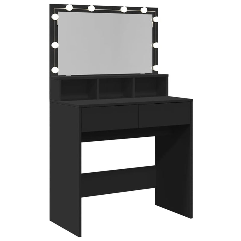 vidaXL fekete fésülködőasztal LED-del 80 x 41 x 134,5 cm