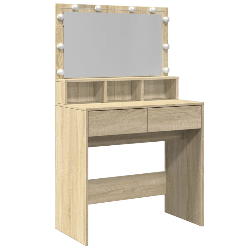 vidaXL sonoma tölgy színű fésülködőasztal LED-del 80 x 41 x 134,5 cm