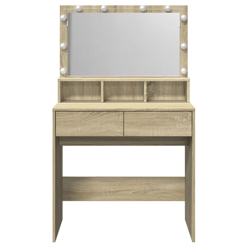 vidaXL sonoma tölgy színű fésülködőasztal LED-del 80 x 41 x 134,5 cm