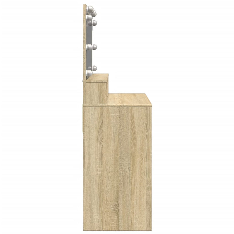 vidaXL sonoma tölgy színű fésülködőasztal LED-del 80 x 41 x 134,5 cm