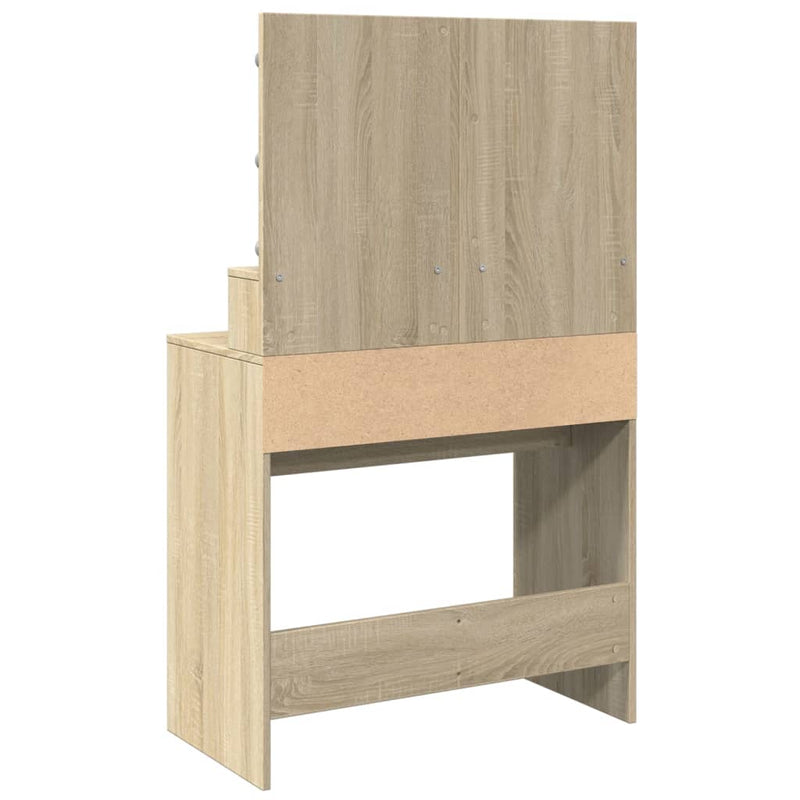 vidaXL sonoma tölgy színű fésülködőasztal LED-del 80 x 41 x 134,5 cm