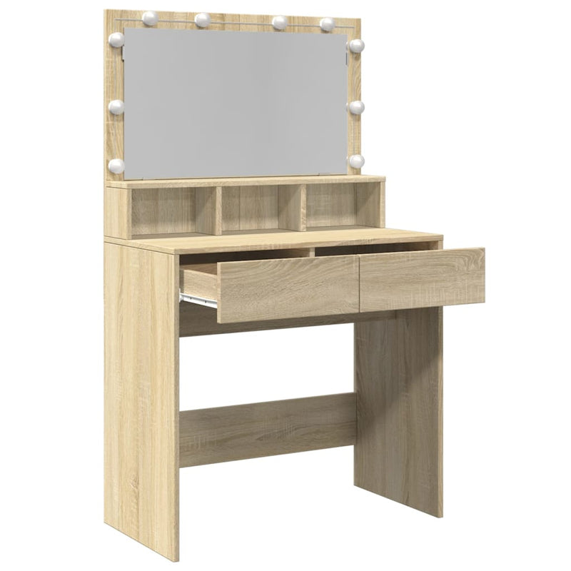 vidaXL sonoma tölgy színű fésülködőasztal LED-del 80 x 41 x 134,5 cm