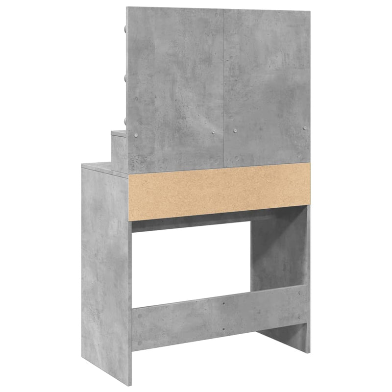 vidaXL betonszürke fésülködőasztal LED-del 80 x 41 x 134,5 cm