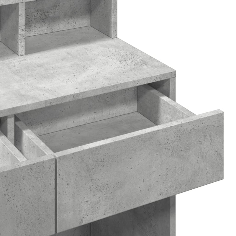 vidaXL betonszürke fésülködőasztal LED-del 80 x 41 x 134,5 cm