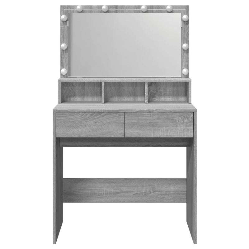 vidaXL szürke sonoma színű fésülködőasztal LED-del 80 x 41 x 134,5 cm