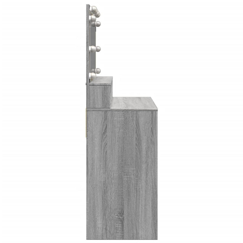 vidaXL szürke sonoma színű fésülködőasztal LED-del 80 x 41 x 134,5 cm