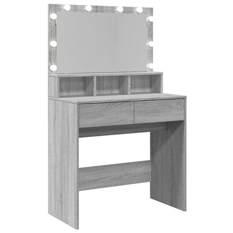vidaXL szürke sonoma színű fésülködőasztal LED-del 80 x 41 x 134,5 cm
