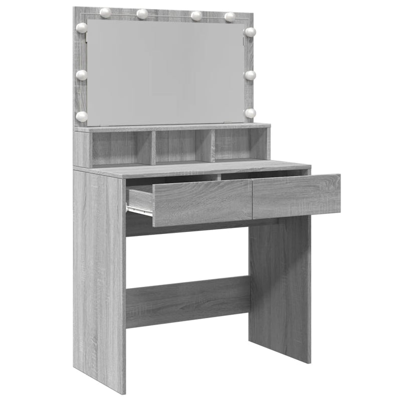 vidaXL szürke sonoma színű fésülködőasztal LED-del 80 x 41 x 134,5 cm