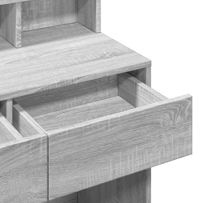 vidaXL szürke sonoma színű fésülködőasztal LED-del 80 x 41 x 134,5 cm