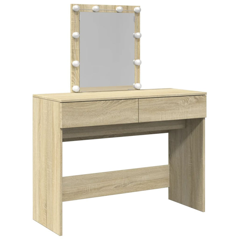 vidaXL sonoma tölgy színű fésülködőasztal LED-del 100 x 40 x 130 cm