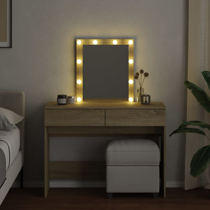 vidaXL sonoma tölgy színű fésülködőasztal LED-del 100 x 40 x 130 cm