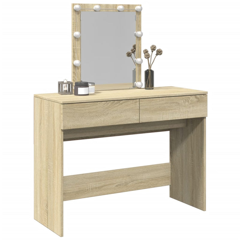 vidaXL sonoma tölgy színű fésülködőasztal LED-del 100 x 40 x 130 cm