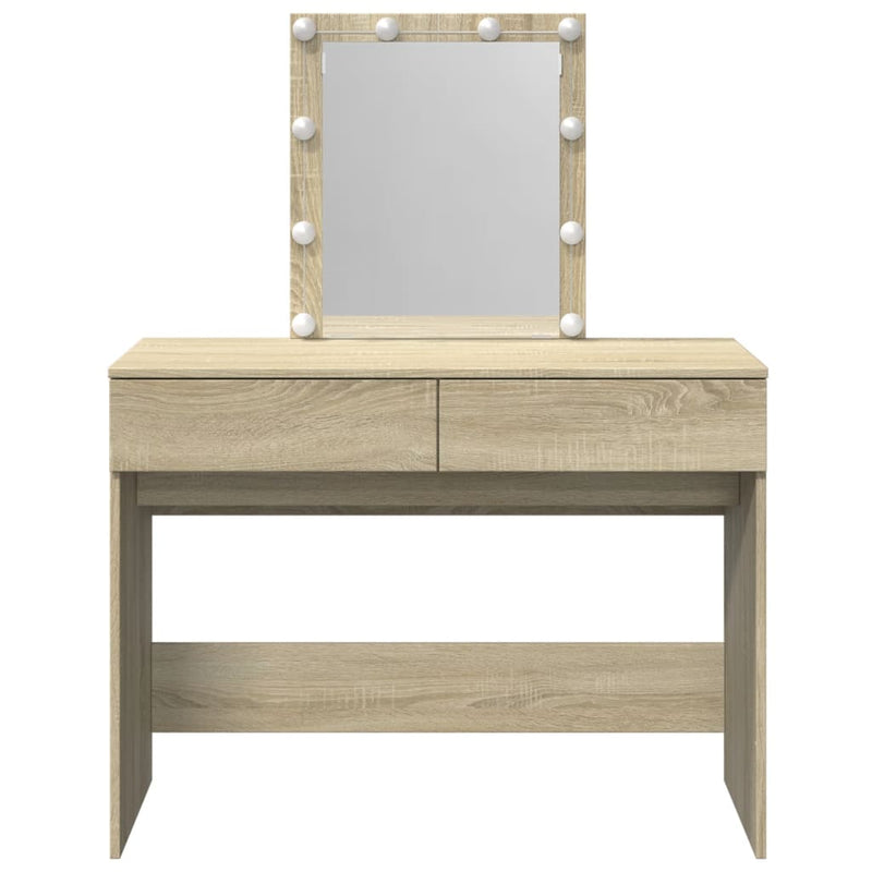 vidaXL sonoma tölgy színű fésülködőasztal LED-del 100 x 40 x 130 cm