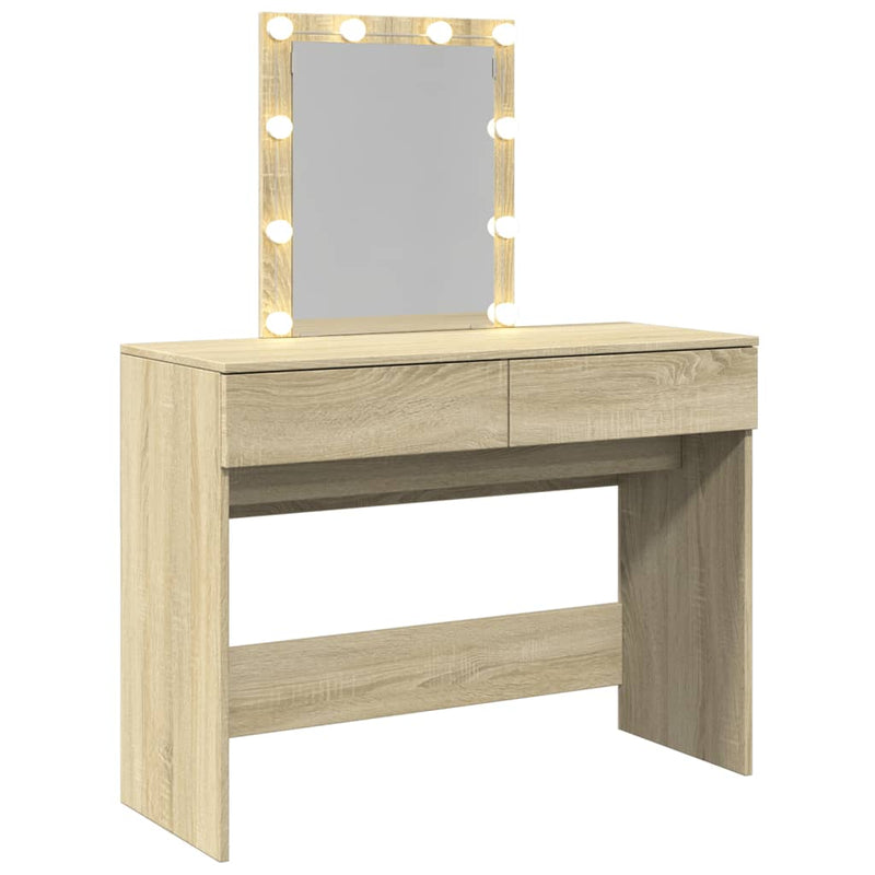 vidaXL sonoma tölgy színű fésülködőasztal LED-del 100 x 40 x 130 cm