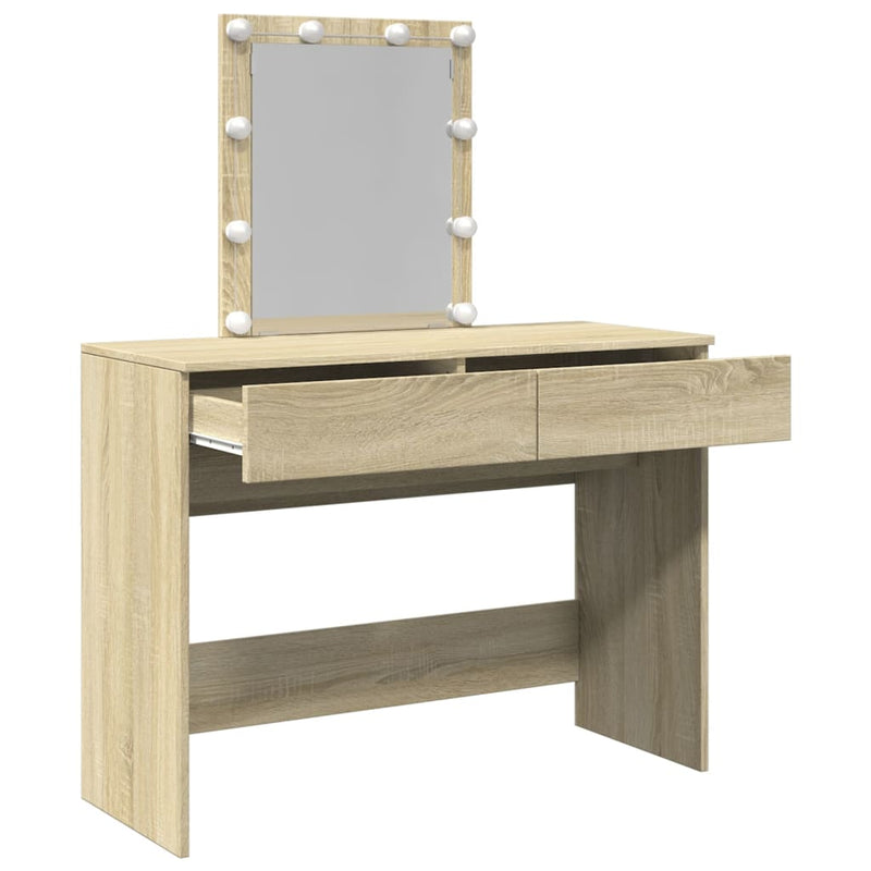 vidaXL sonoma tölgy színű fésülködőasztal LED-del 100 x 40 x 130 cm