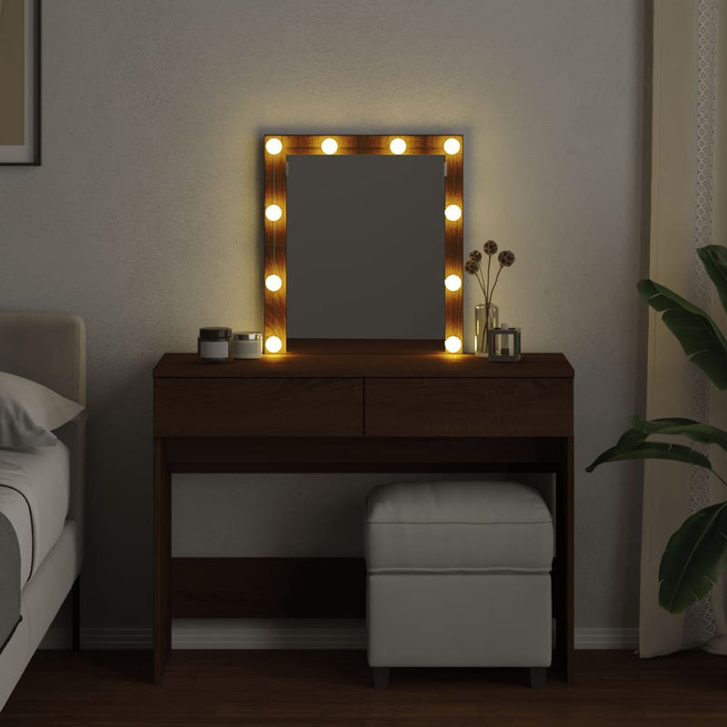 vidaXL barna tölgy színű fésülködőasztal LED-del 100 x 40 x 130 cm