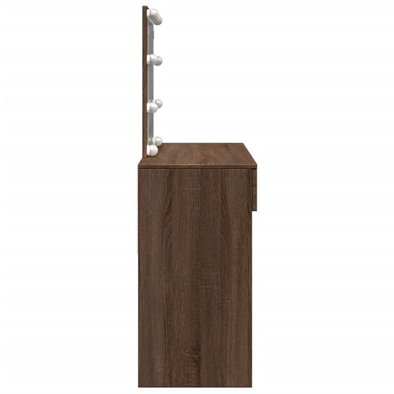 vidaXL barna tölgy színű fésülködőasztal LED-del 100 x 40 x 130 cm