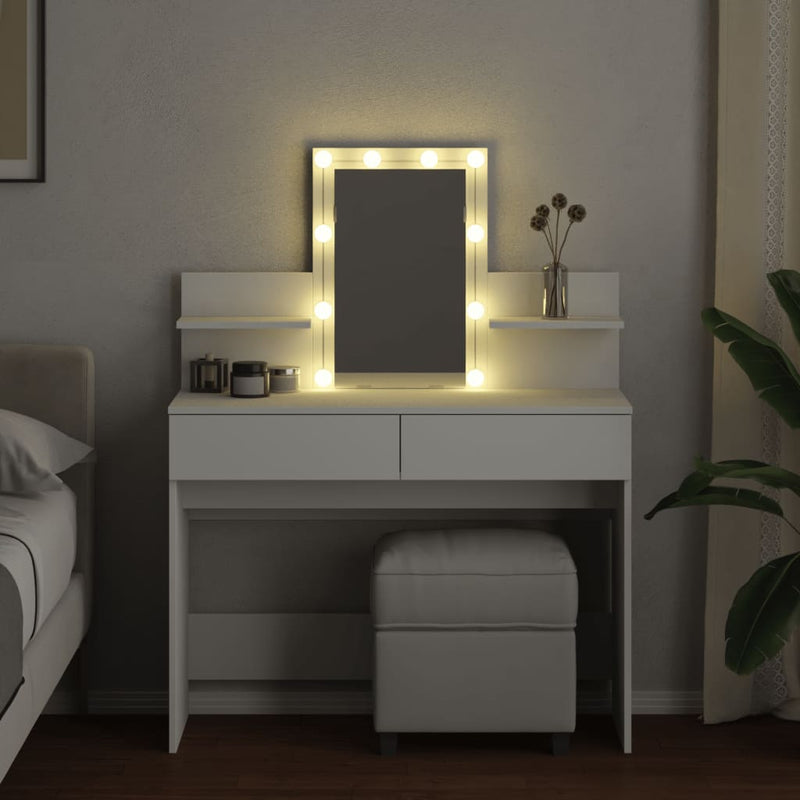 vidaXL fehér fésülködőasztal LED-del 100 x 40 x 130 cm