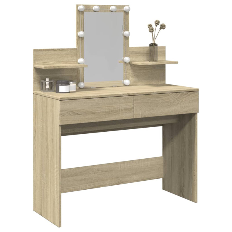 vidaXL sonoma tölgy színű fésülködőasztal LED-del 100 x 40 x 130 cm
