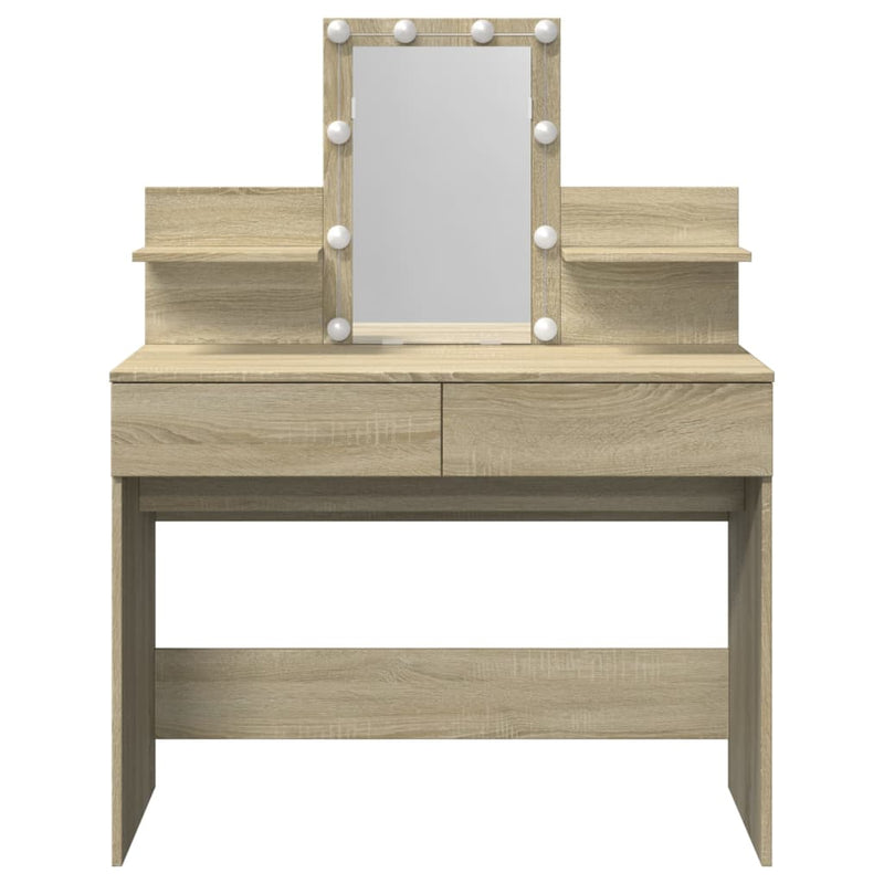 vidaXL sonoma tölgy színű fésülködőasztal LED-del 100 x 40 x 130 cm