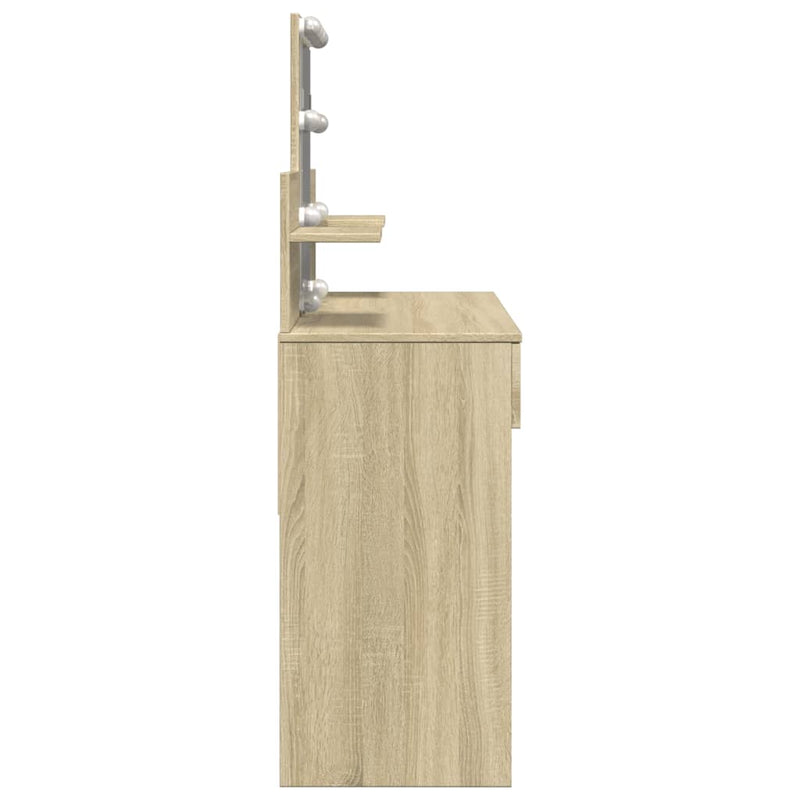 vidaXL sonoma tölgy színű fésülködőasztal LED-del 100 x 40 x 130 cm